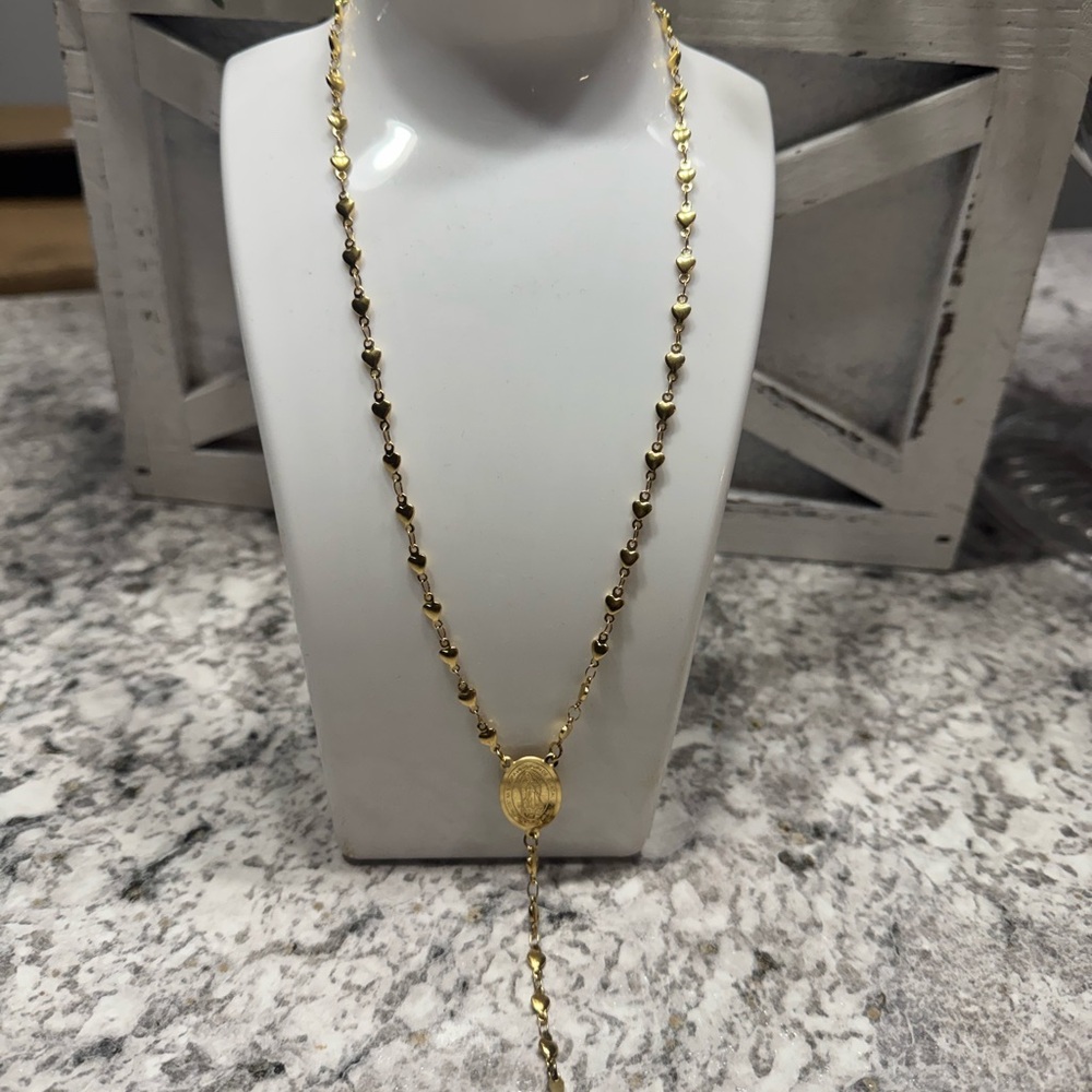 Beautiful Gold Stainless Steel Virgin Mary Rosary 📿